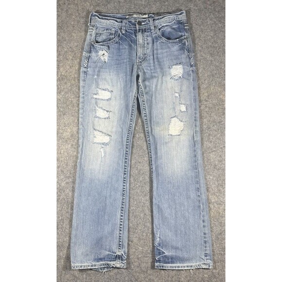 BKE Buckle Jake Jeans Men’s 31x32 Regular Fit Blue Straight Distressed READ - Picture 1 of 12
